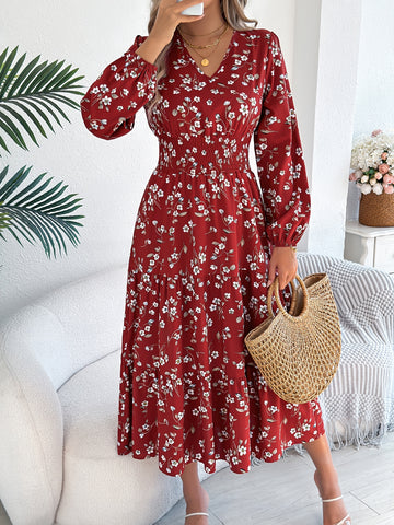 Spring Charm V-Neck A-Line Maxi Dress