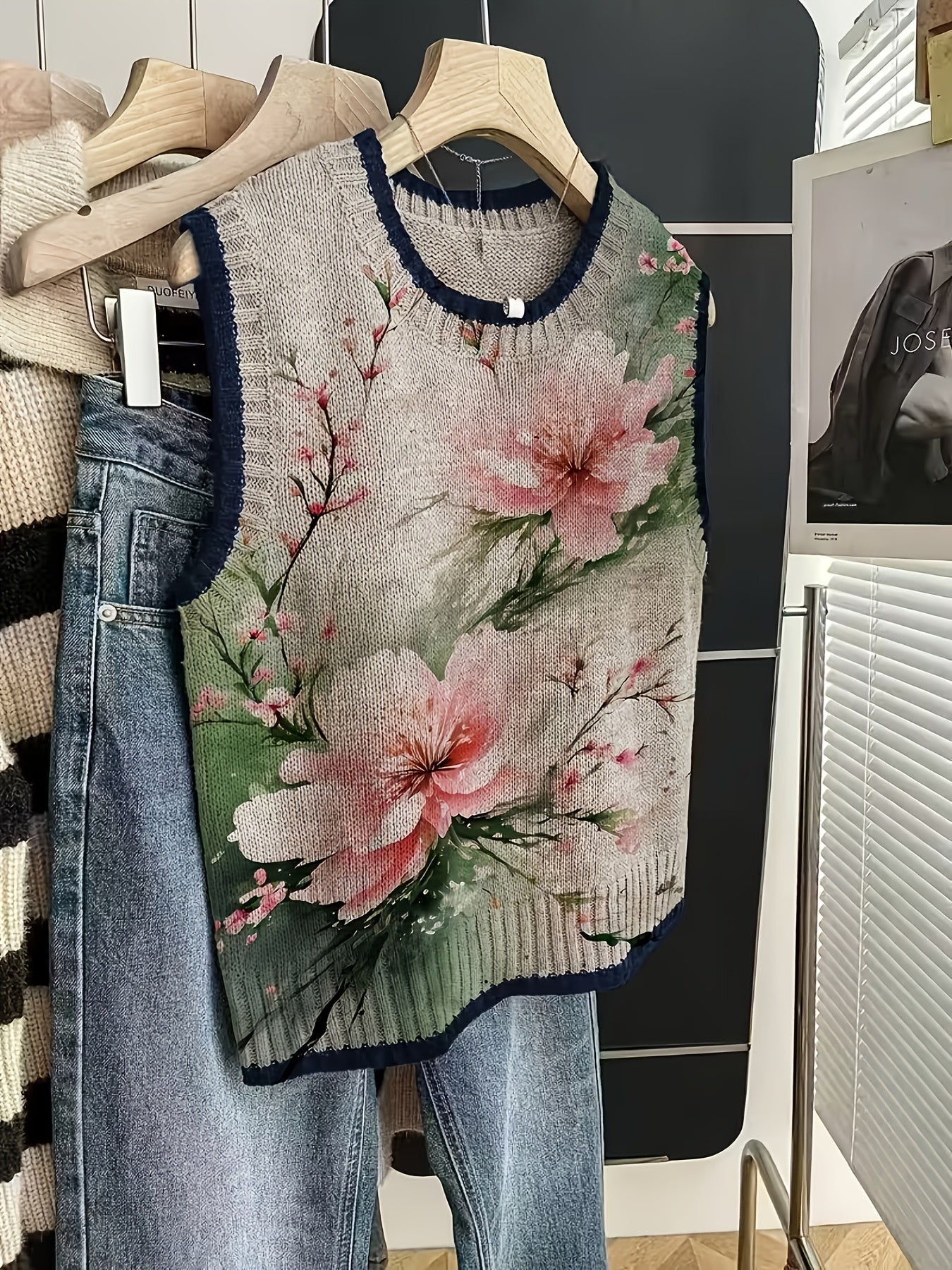 Botanical Floral Knit Vest