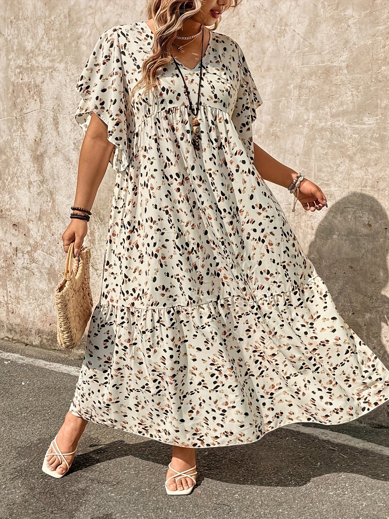 Mid-Length Printed Vacation Dress
