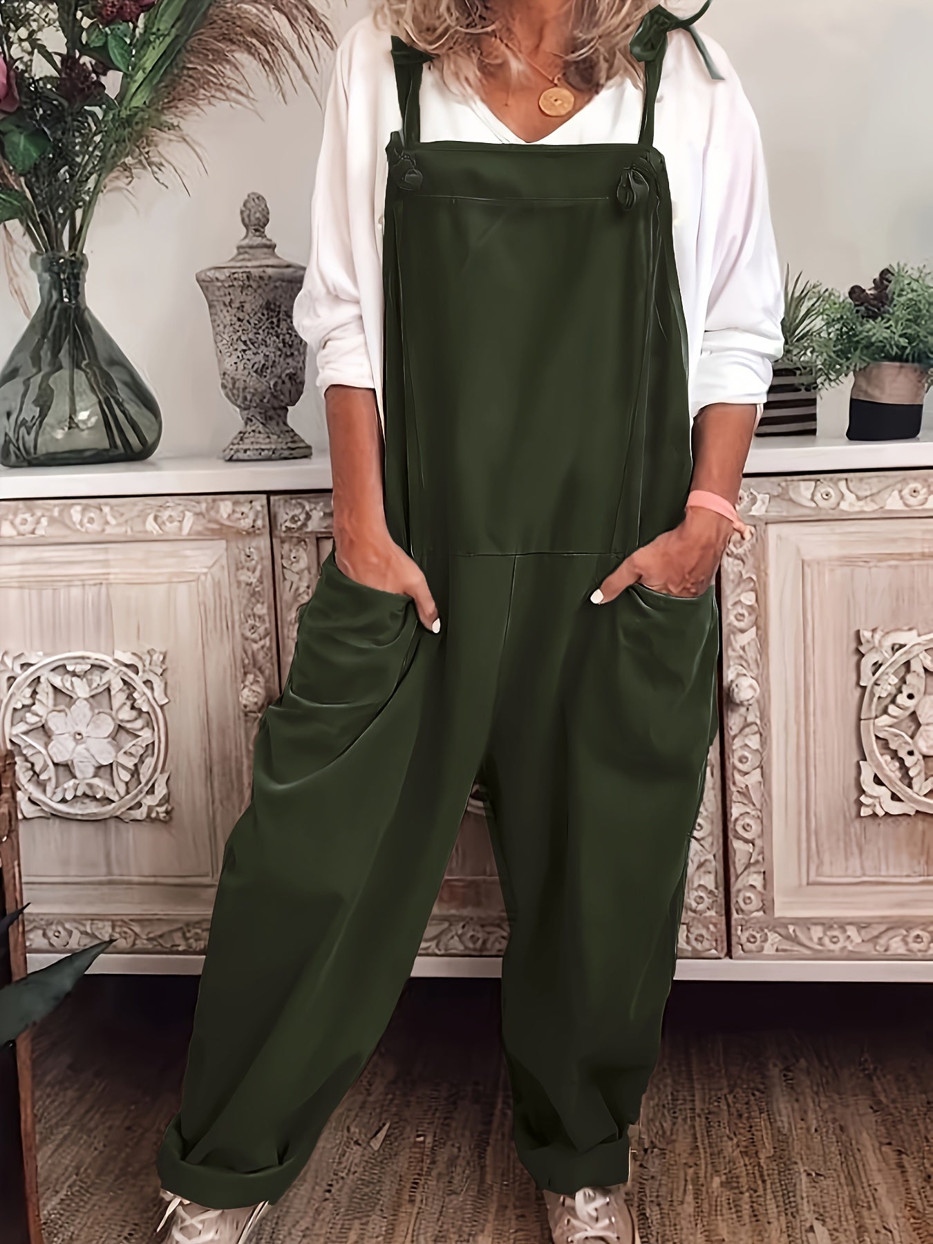 Khaki Structured Overalls