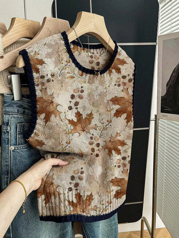 Maple Leaf Detail Knit Vest