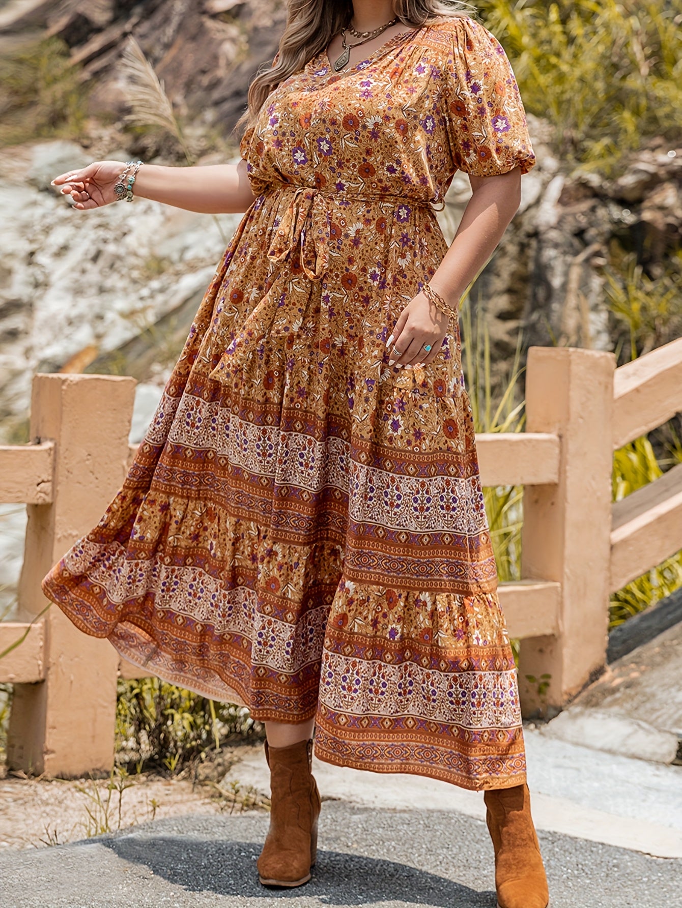 Mermaid Floral Belted Maxi Dress