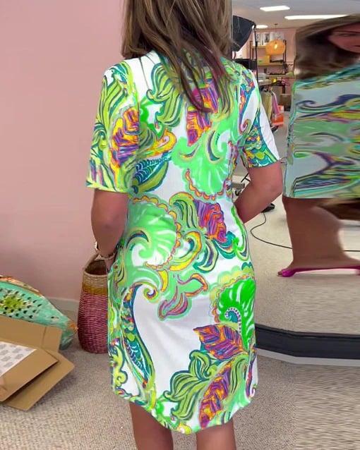Virginia | Stylish Bold Print Midi Dress