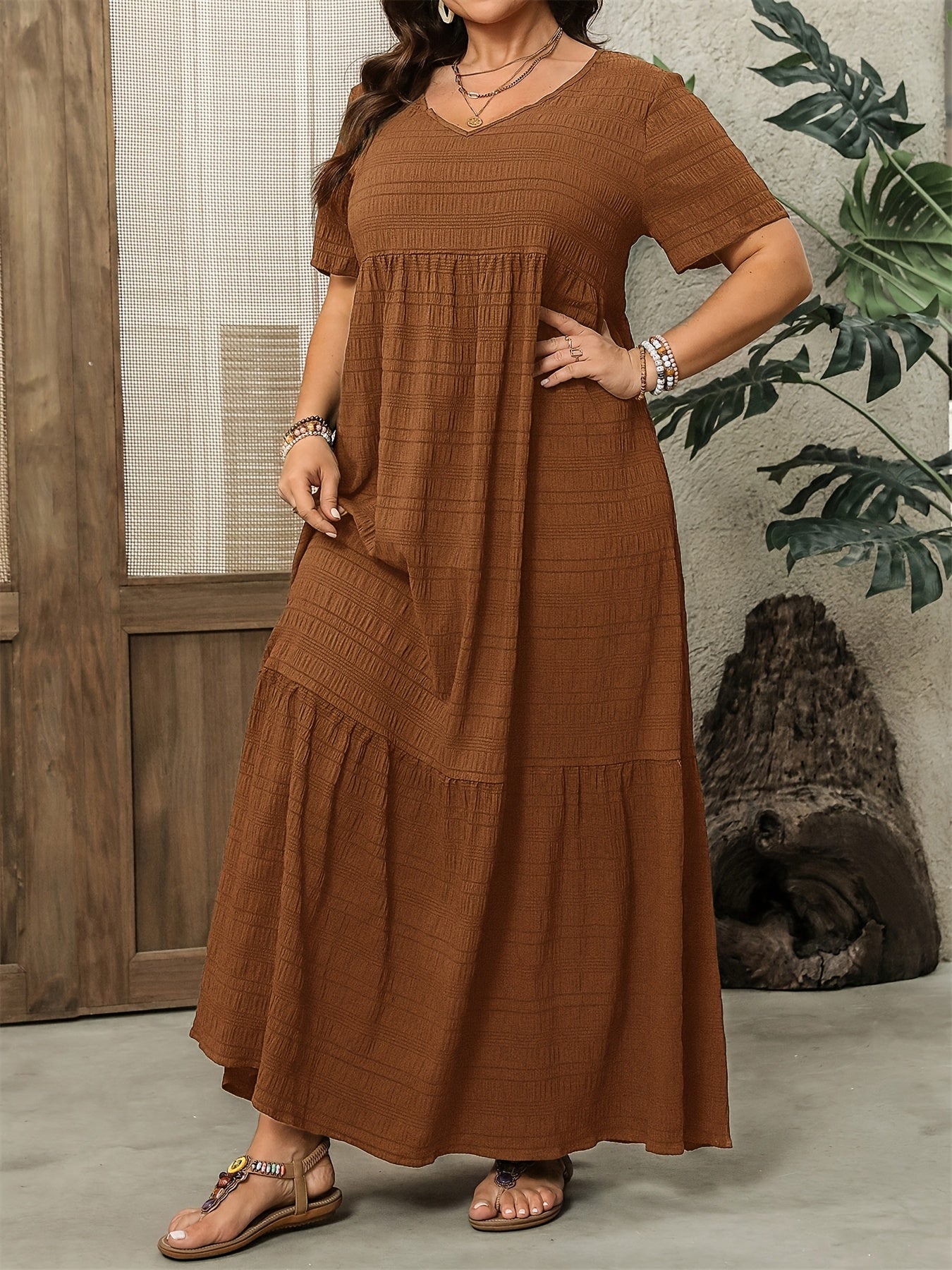 Solid Color Bohemian Maxi Dress