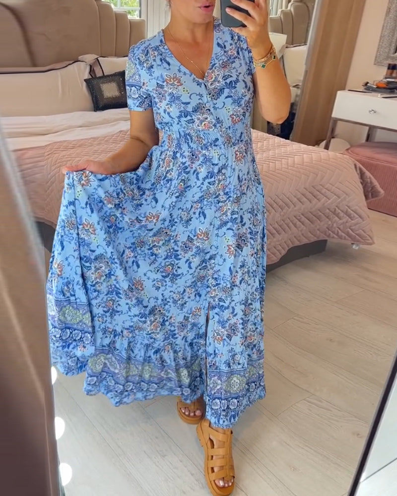 Colette | Flowy Floral V-Neck Dress