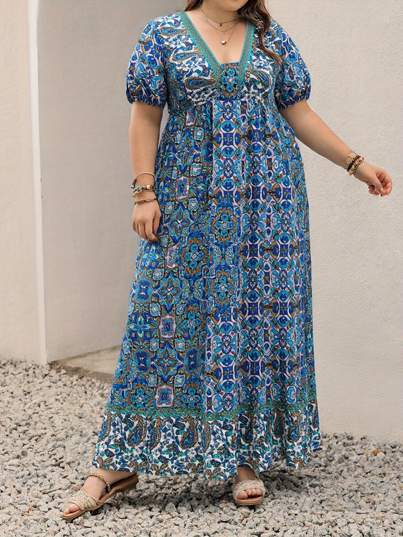 Bohemian Geometric Maxi Dress