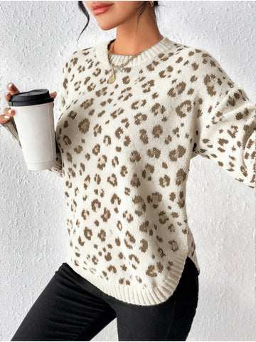 Classic Leopard Print Knit Sweater