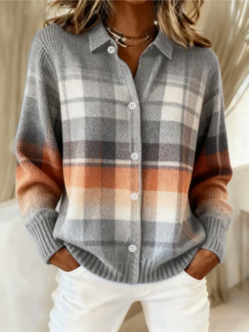 Soft-Tone Checked Blouse