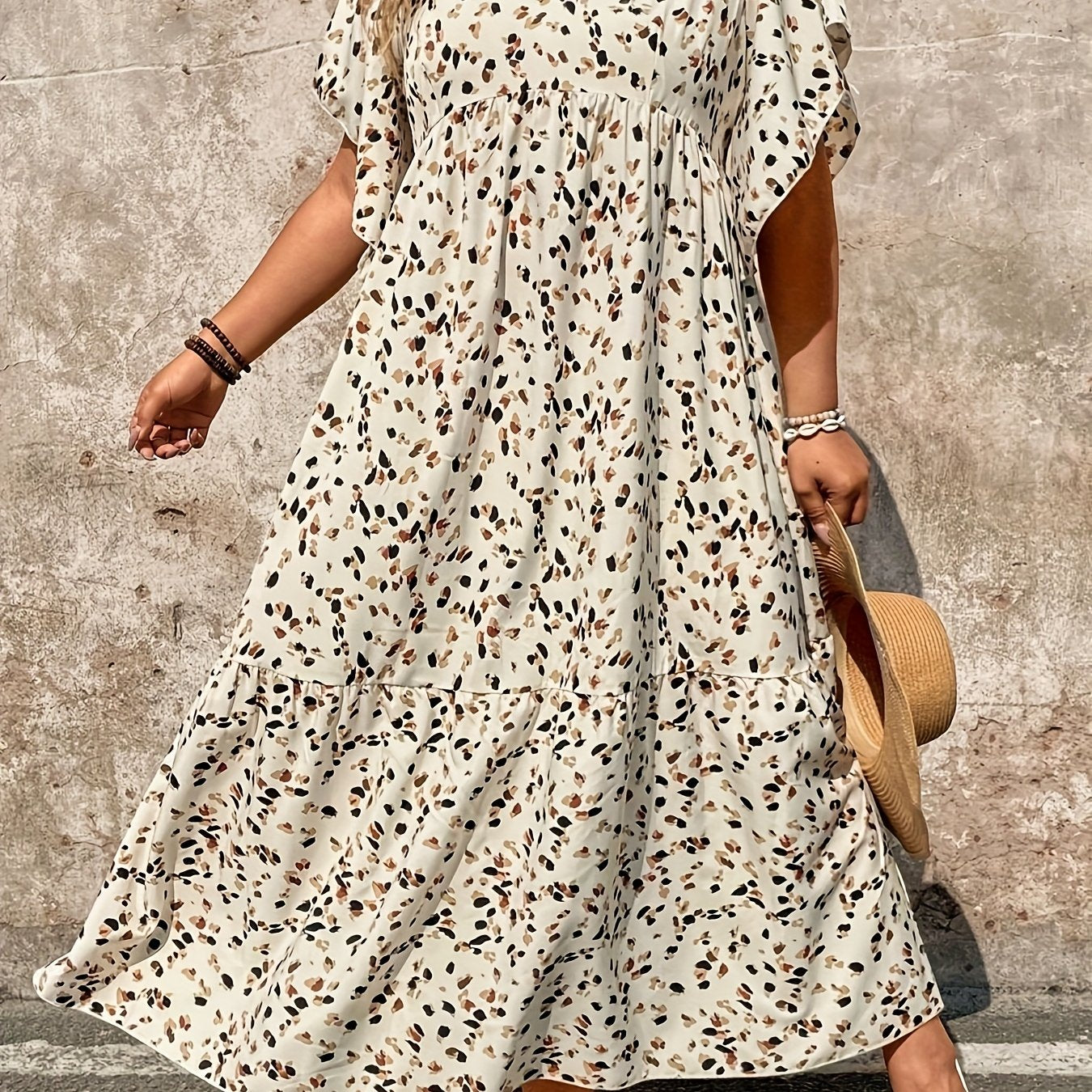 Mid-Length Printed Vacation Dress