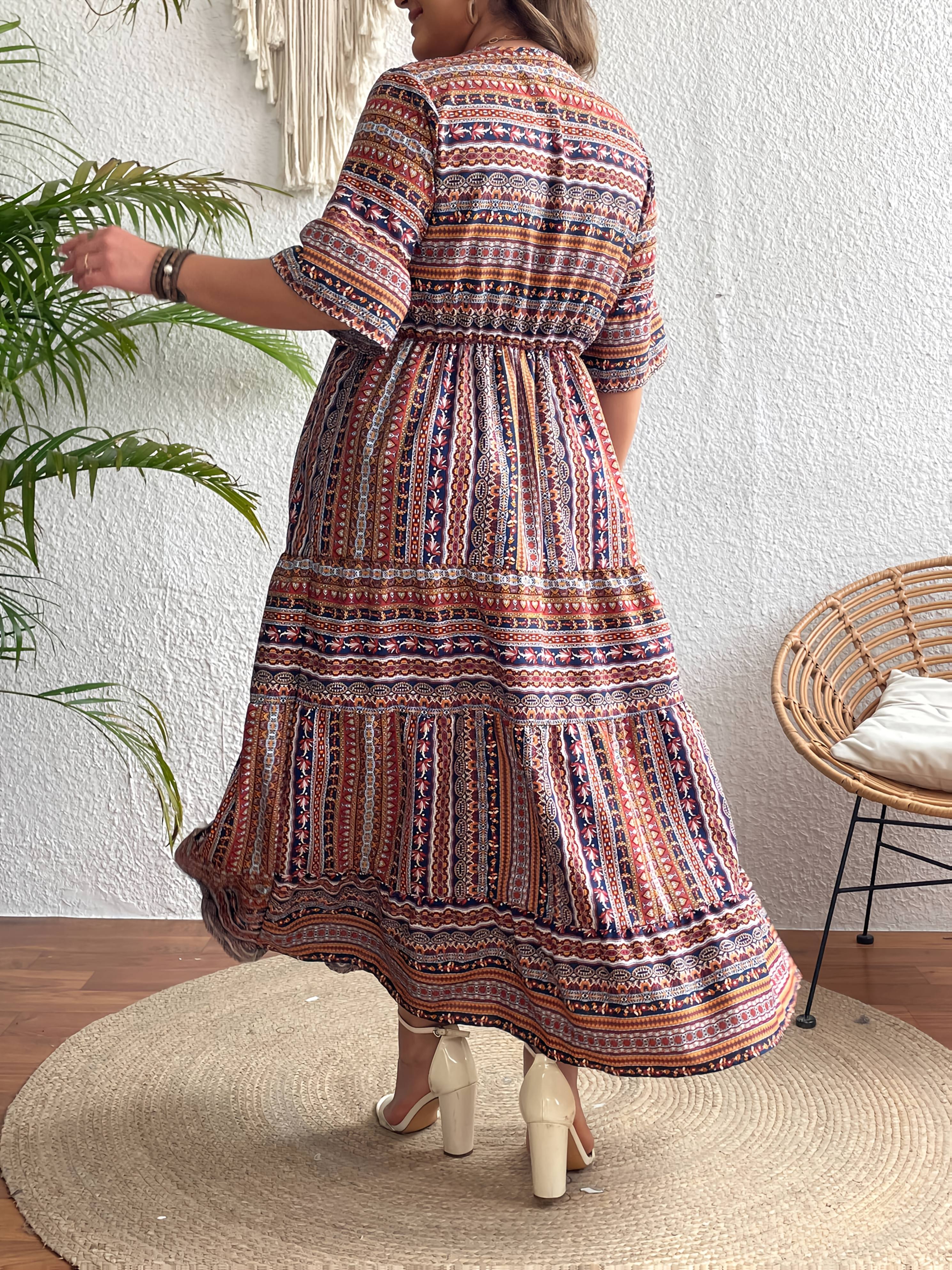 Printed Peplum Midi Dress