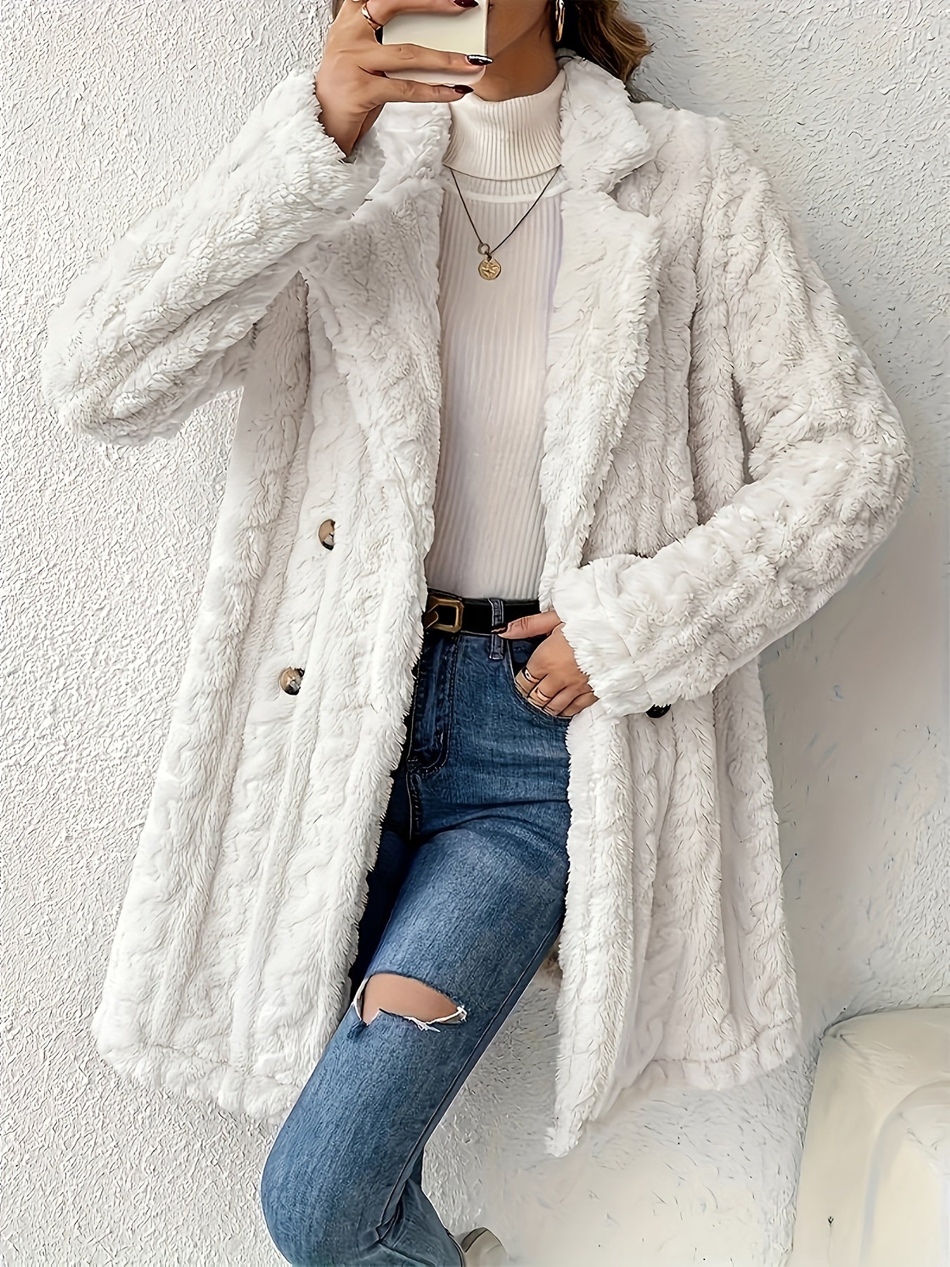 Fluffy Trend Wool-Style Coat