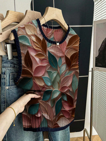 Gradient Leaf Pattern Vest