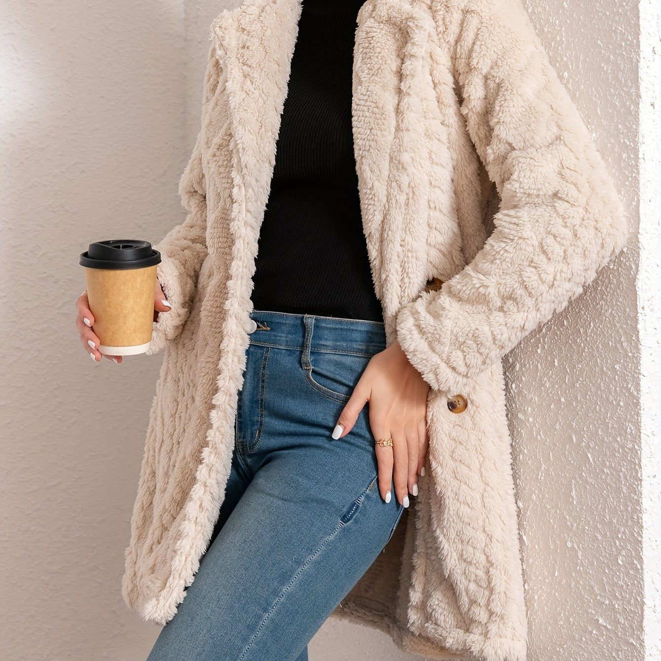 Fluffy Trend Wool-Style Coat