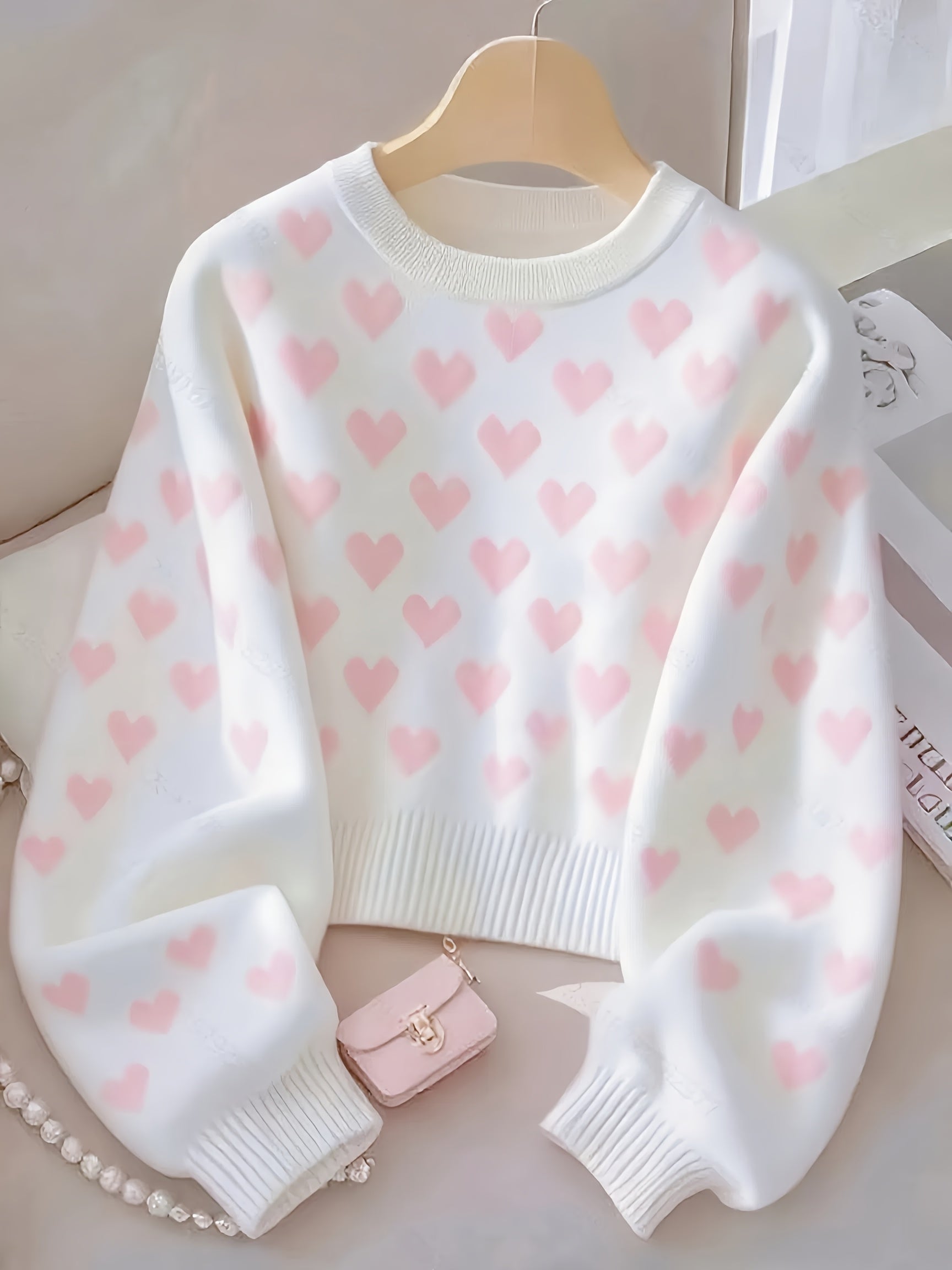 Soft Heart Knit Mid-Length Sweater