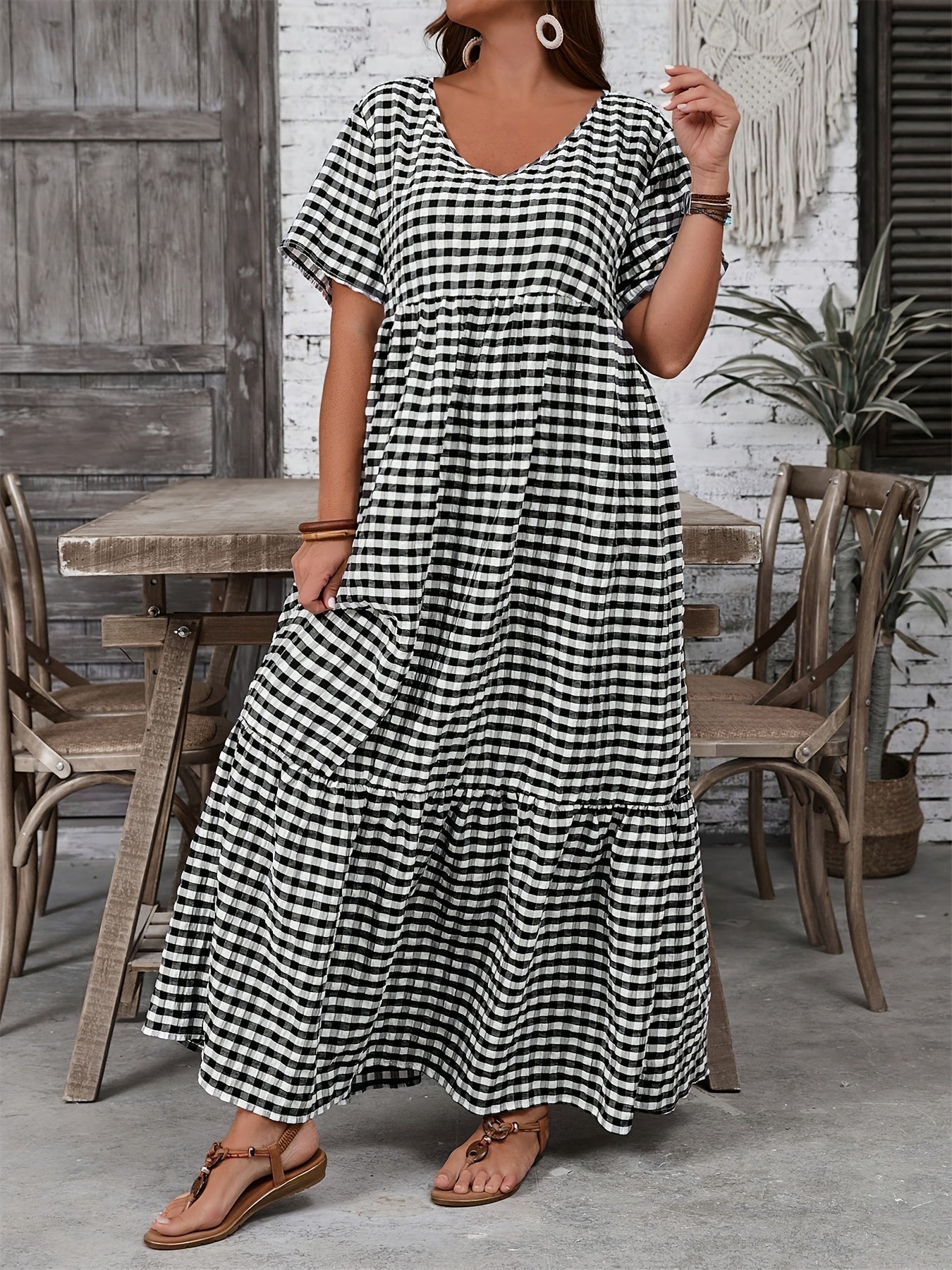 Livia Checkered Breeze Maxi Dress