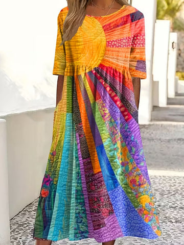 Summer Striped Printed Dress