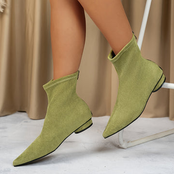 Minimalist Stretch Ankle Boots – Low Heel & Sleek Fit