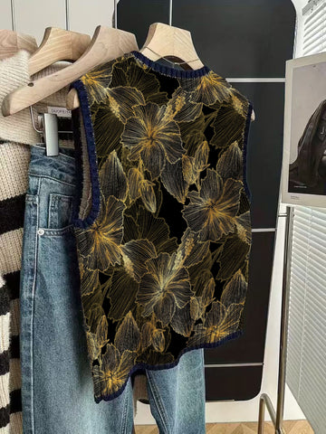 Golden Floral Gradient Vest