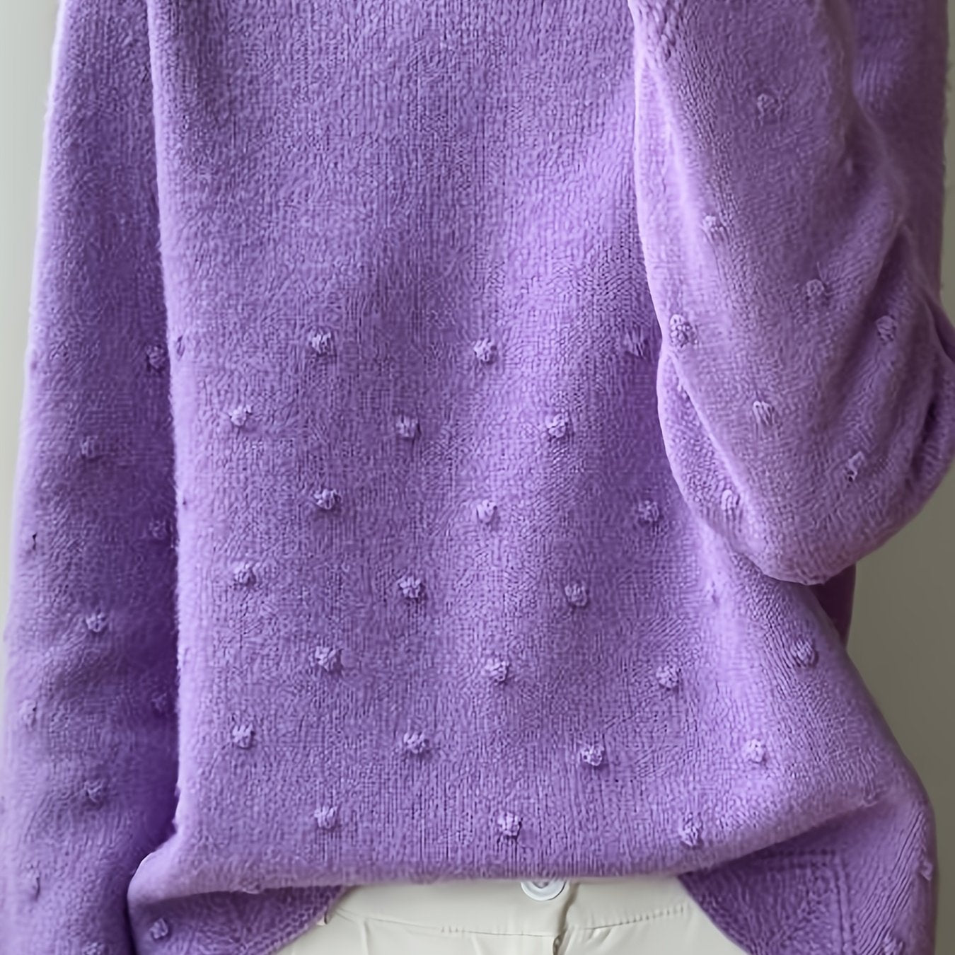 Women' Spring/Autumn Polka Dot Sweater - Loose-Fit Thin Layering Top Suitable for Women, Round Neck Blouses for Blouses, Machine-Washable Spring/Fall Wear