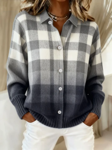 Gray Tone Checked Blouse