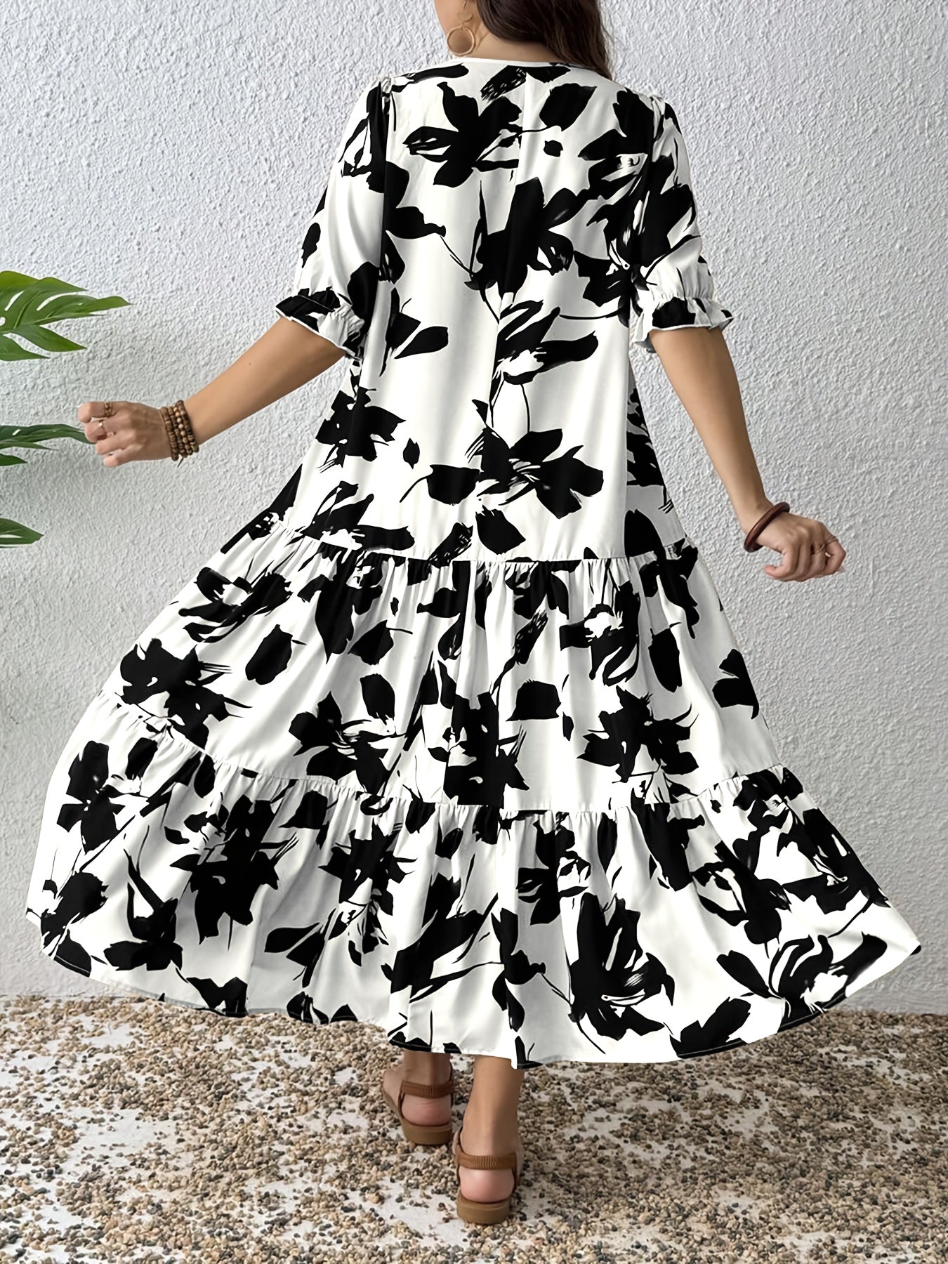 Printed Tiered Midi Dress
