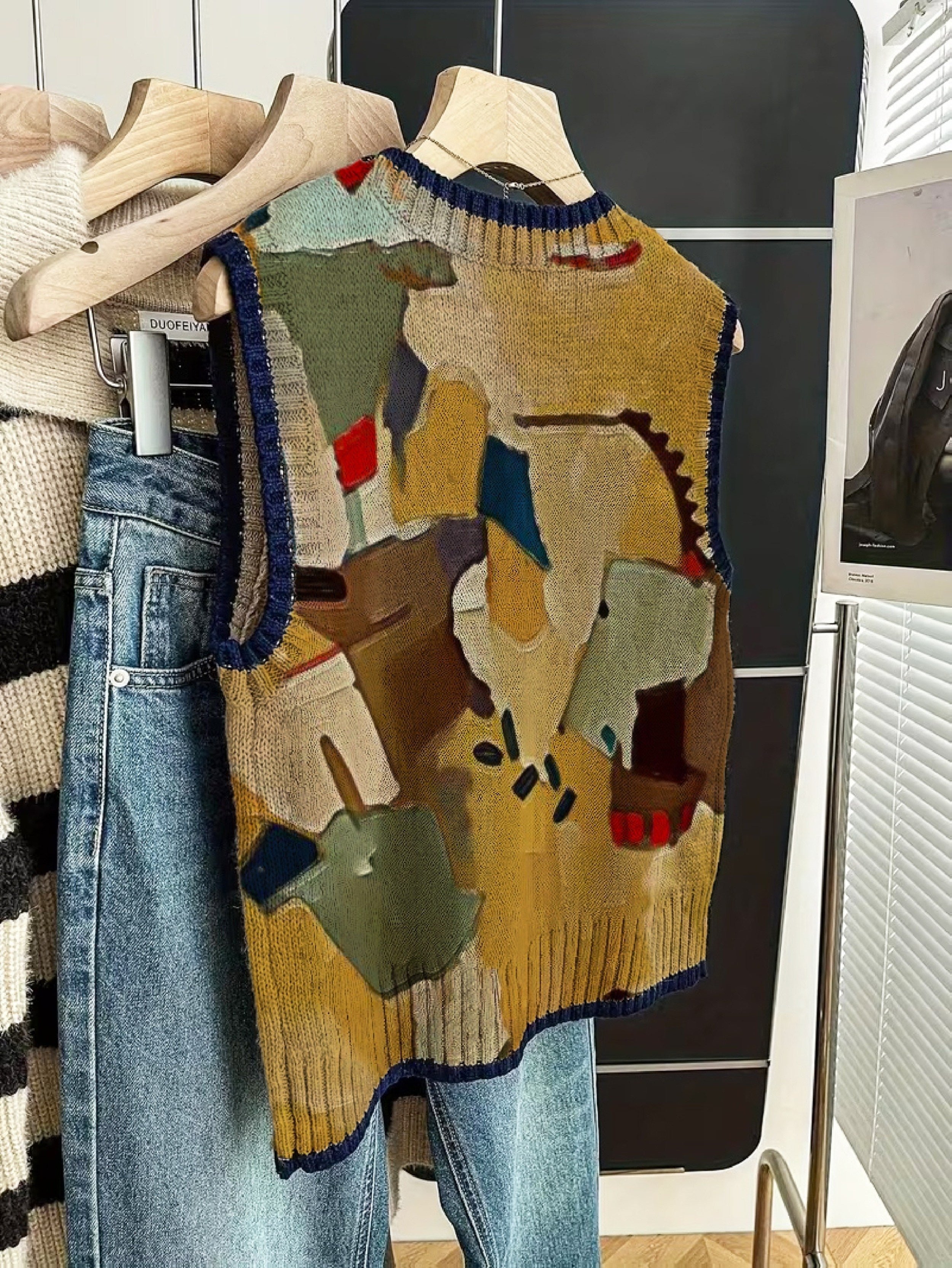 Abstract Patchwork Knit Vest