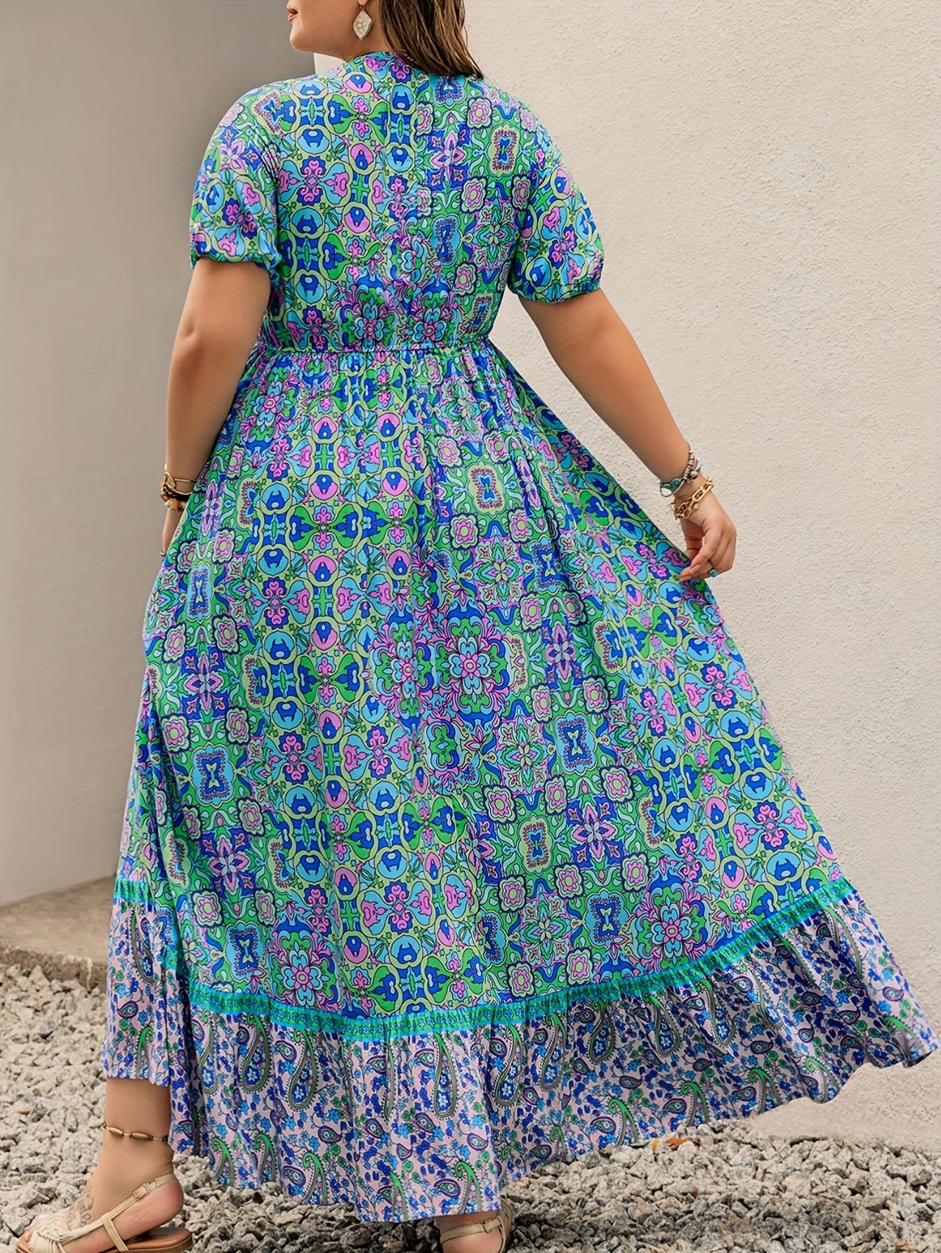 Bohemian Geometric Maxi Dress