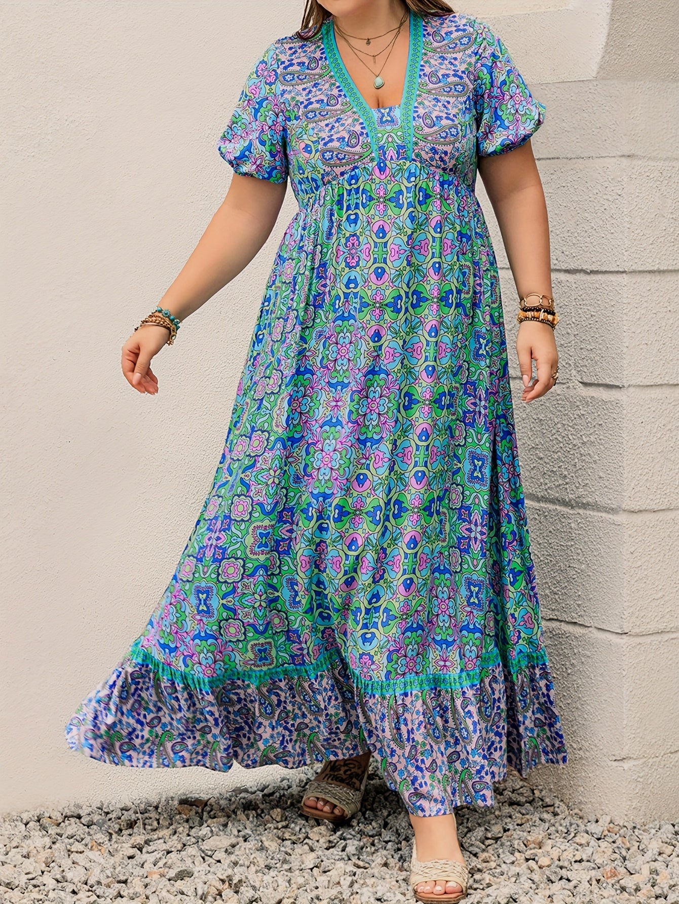 Bohemian Geometric Maxi Dress
