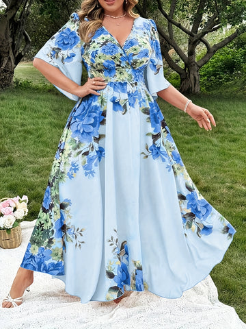 Celeste Blue Blossom Maxi Dress