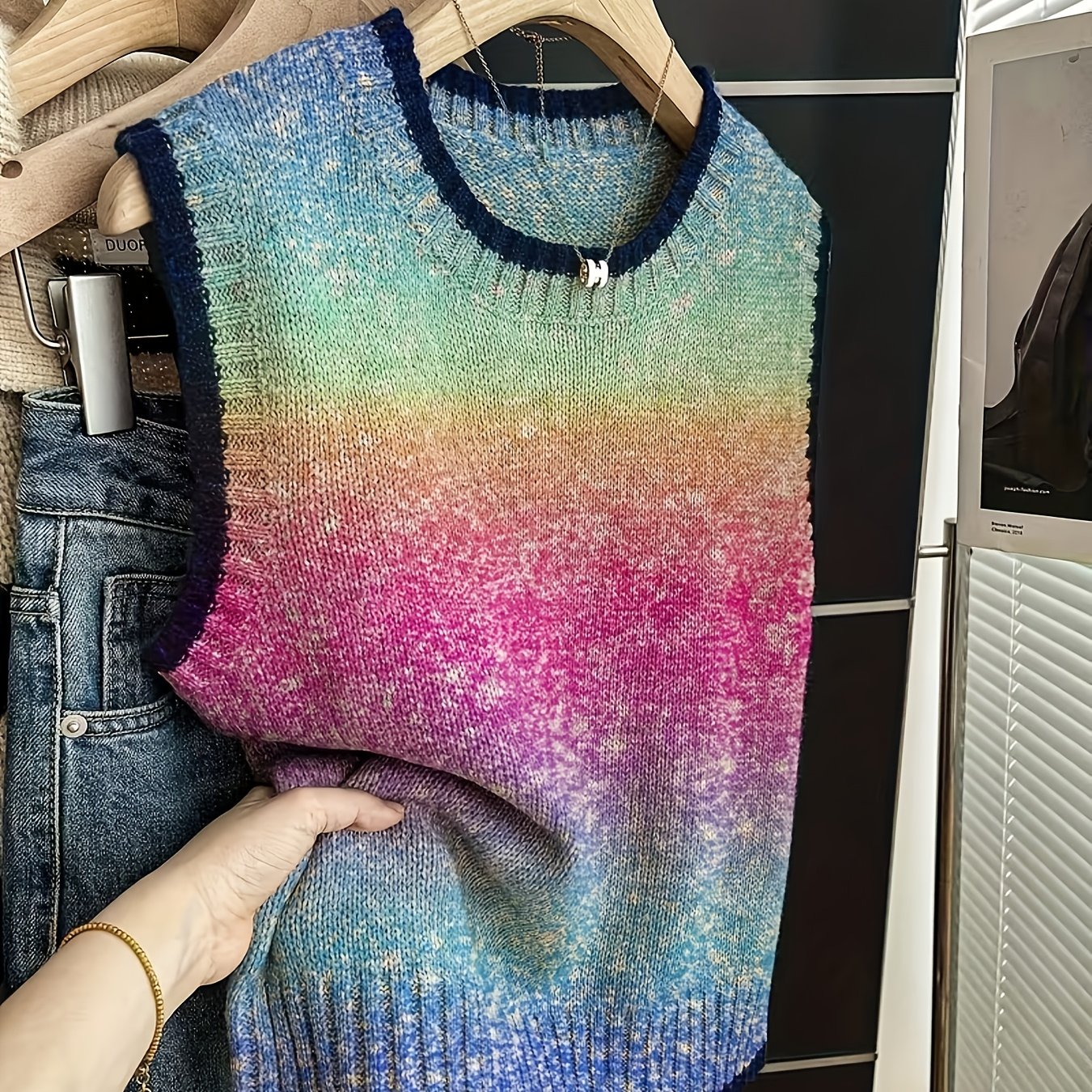 Rainbow Gradient Knit Vest