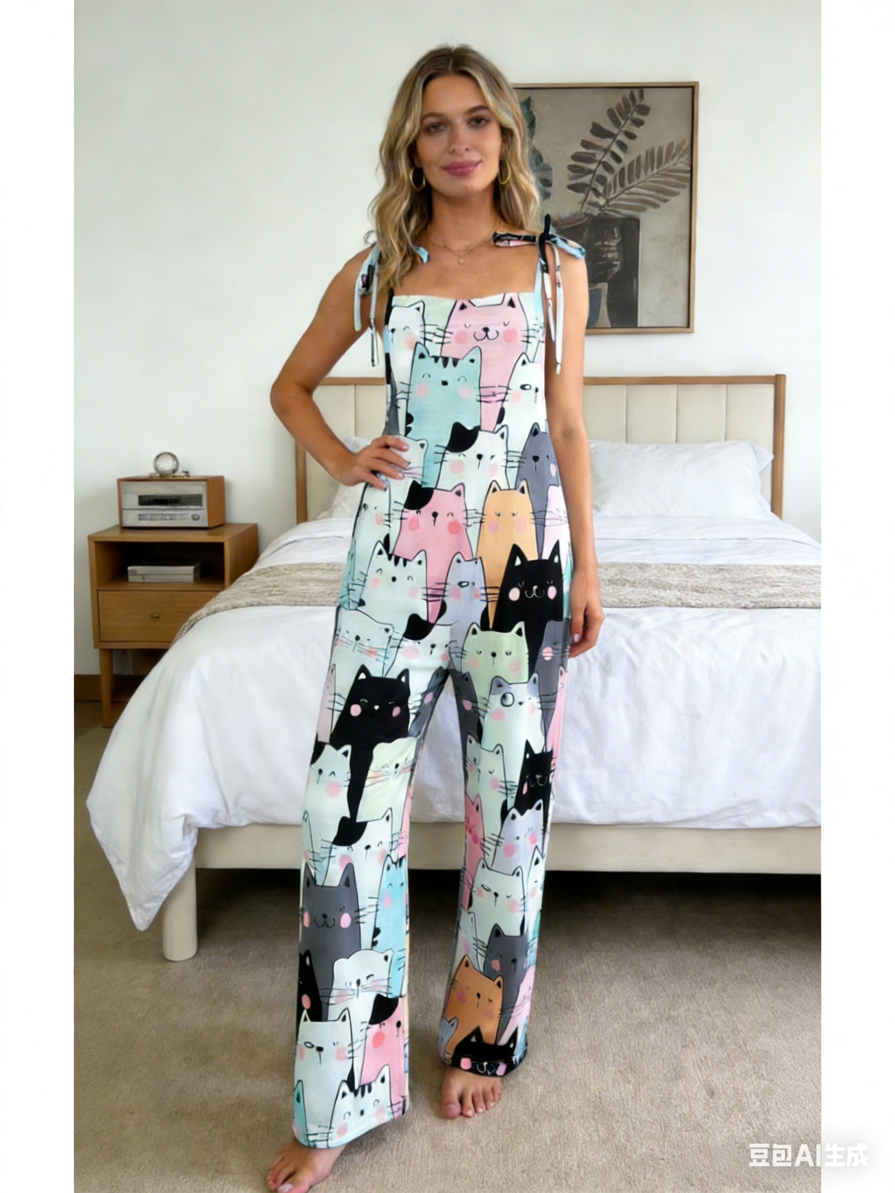 Cartoon Charm Strappy Overalls