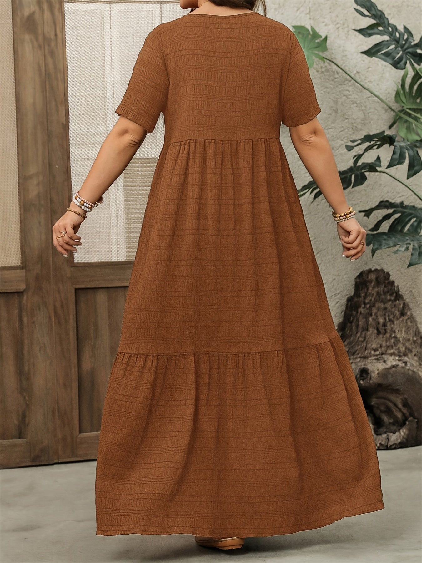Solid Color Bohemian Maxi Dress