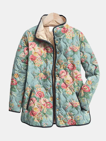 Quilted Printed Flower Jacket