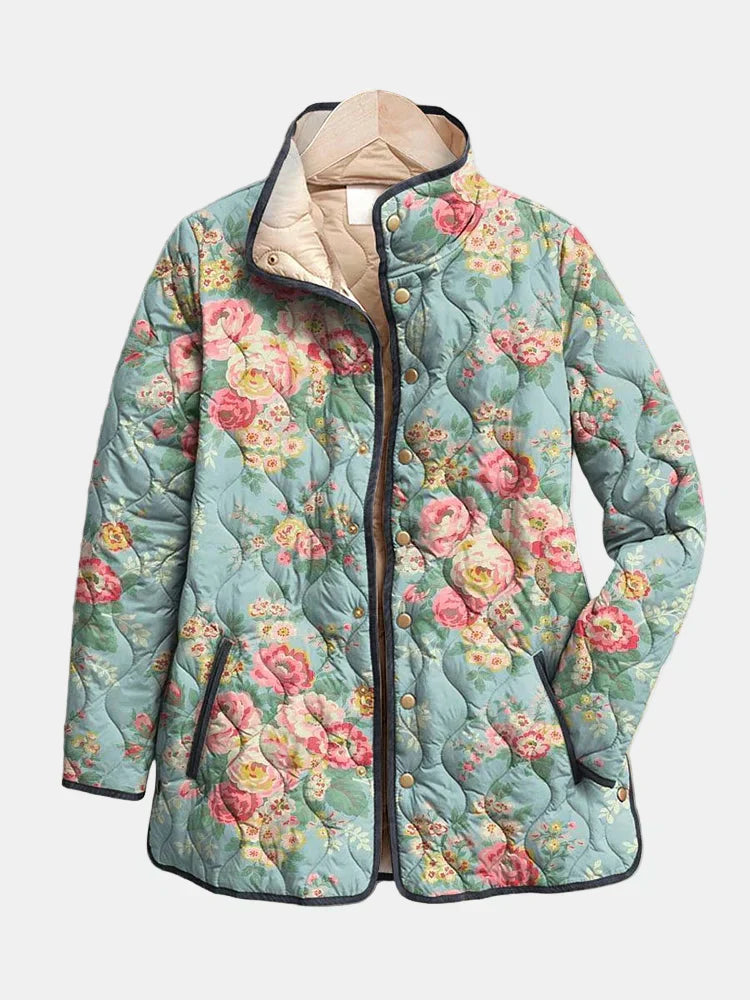 Quilted Printed Flower Jacket