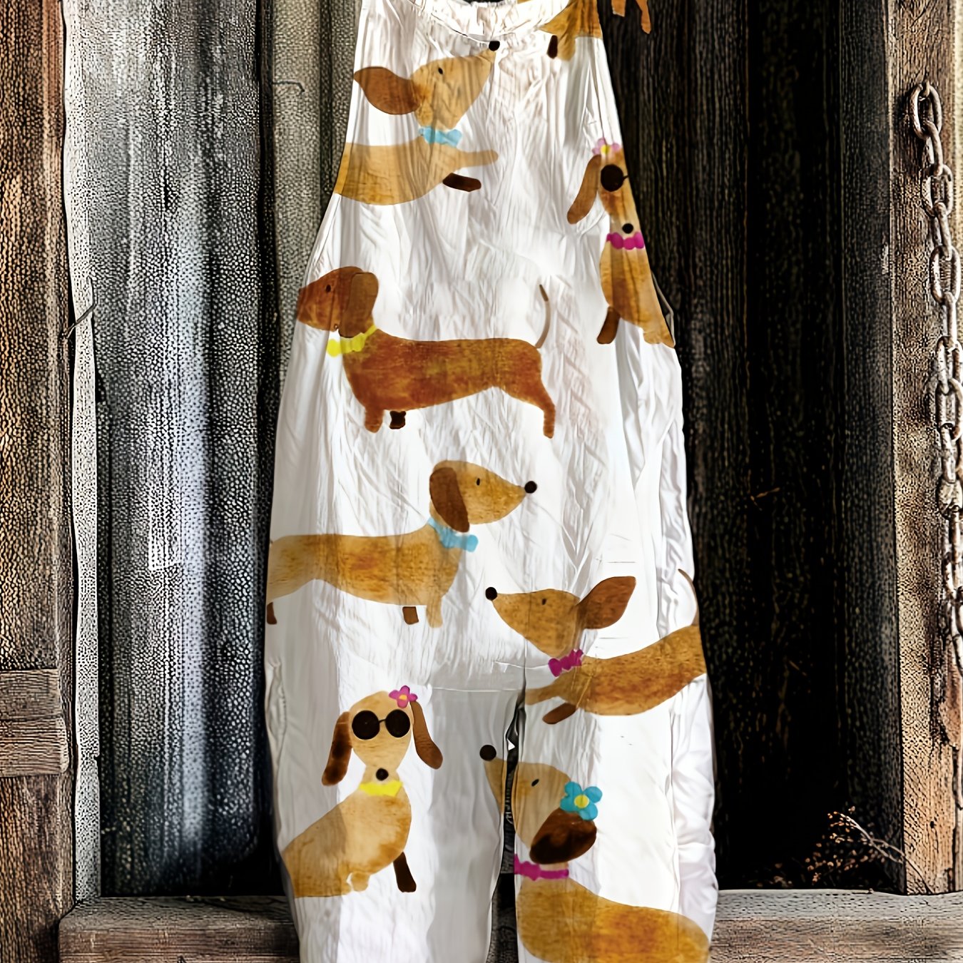 Dachshund Wide Leg Suspender Jumpsuit