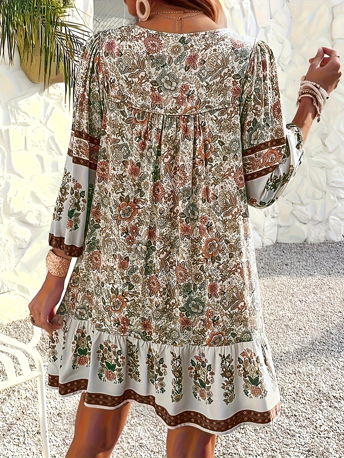 Emu Lin Elegant Printed Tie-Waist Dress for Women