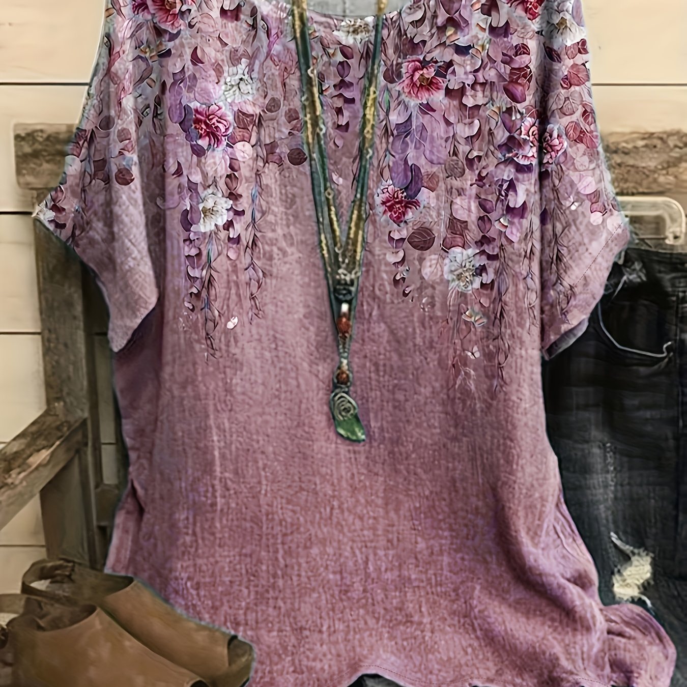Vintage Floral Short Sleeve Blouse
