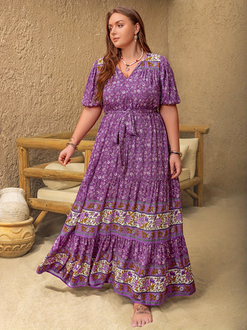 Mermaid Floral Belted Maxi Dress