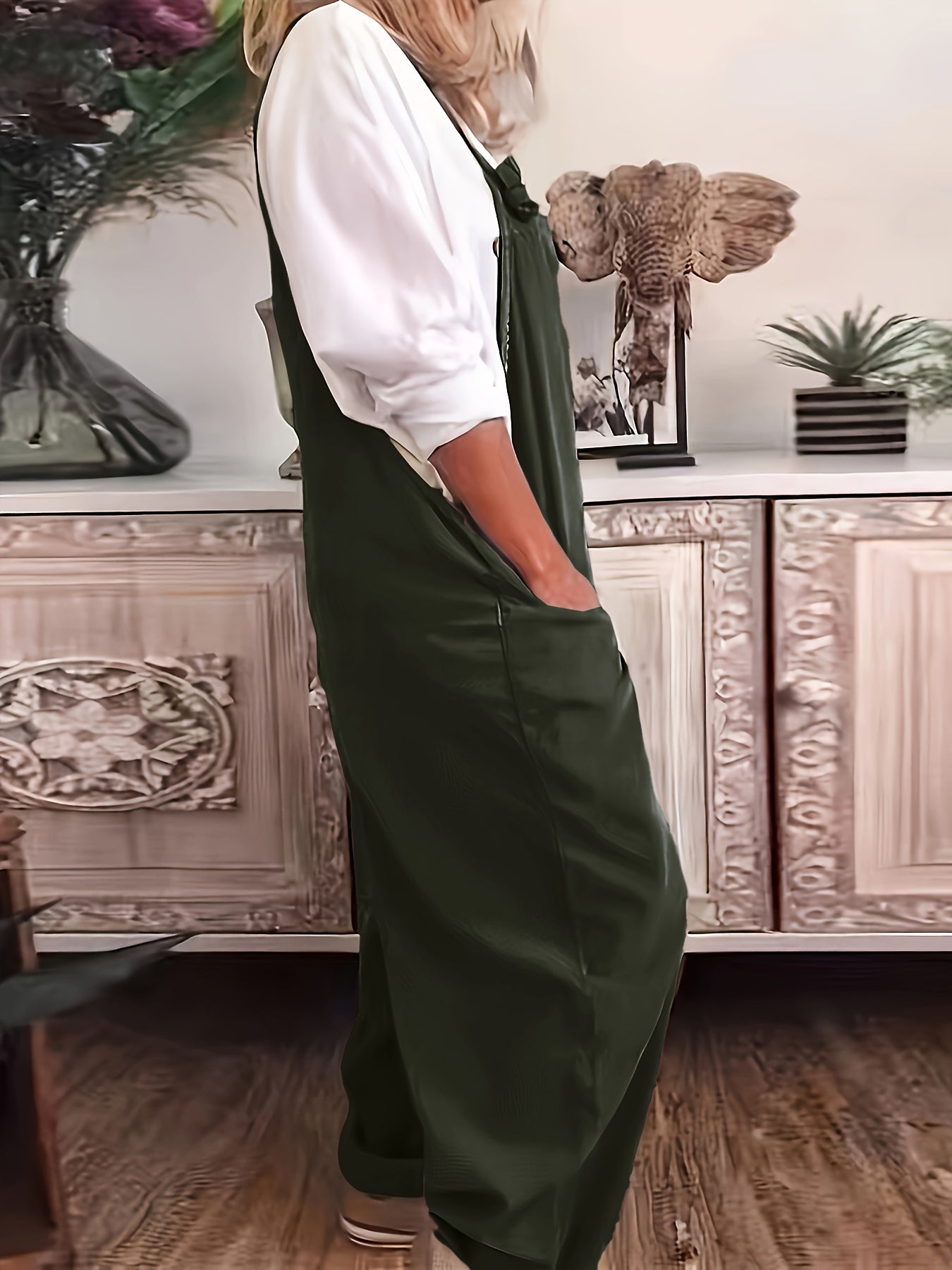 Khaki Structured Overalls