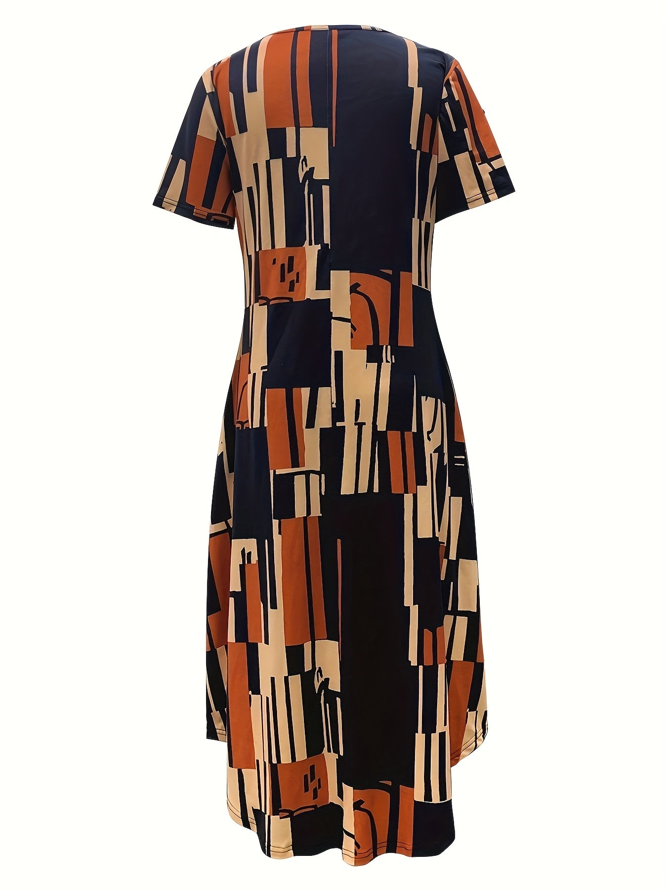 Plaid Pocket Flared Midi Dress