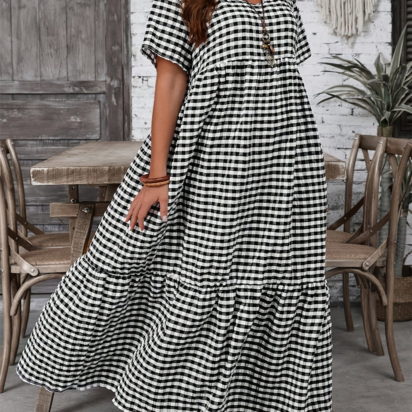 Livia Checkered Breeze Maxi Dress