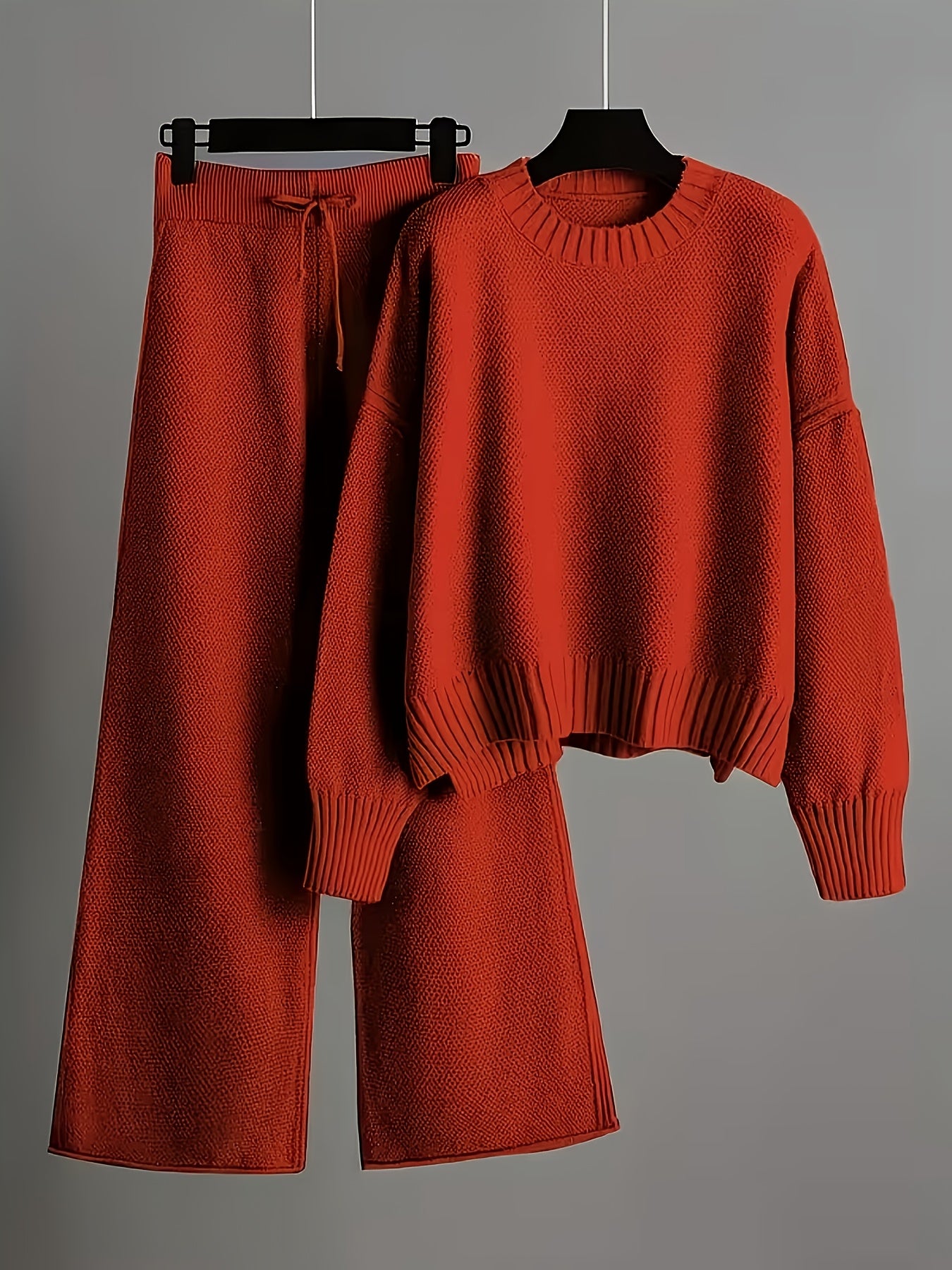 Knit Sweater & Wide-Leg Pants Set