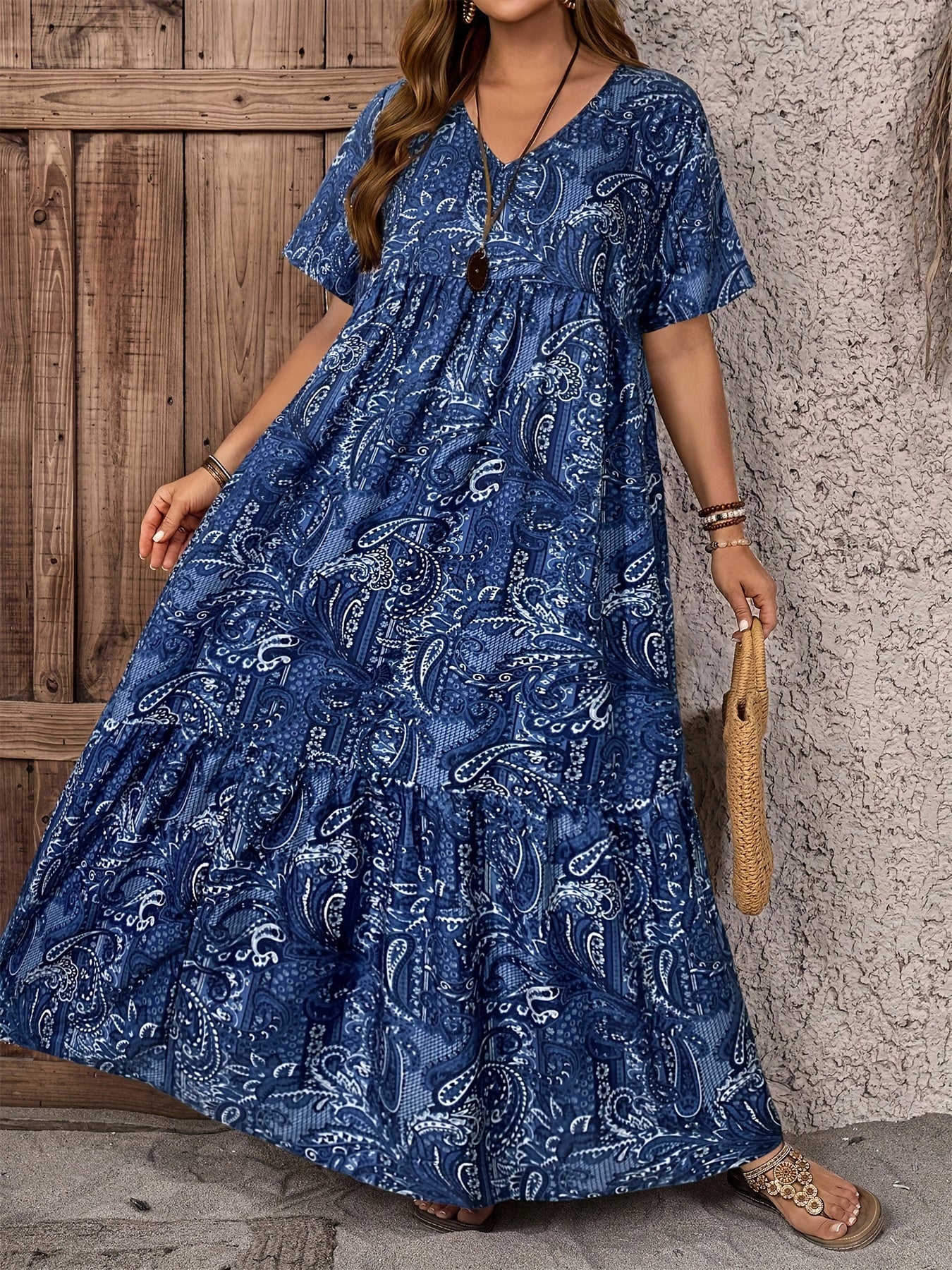 Asymmetrical Floral V-Neck Dress