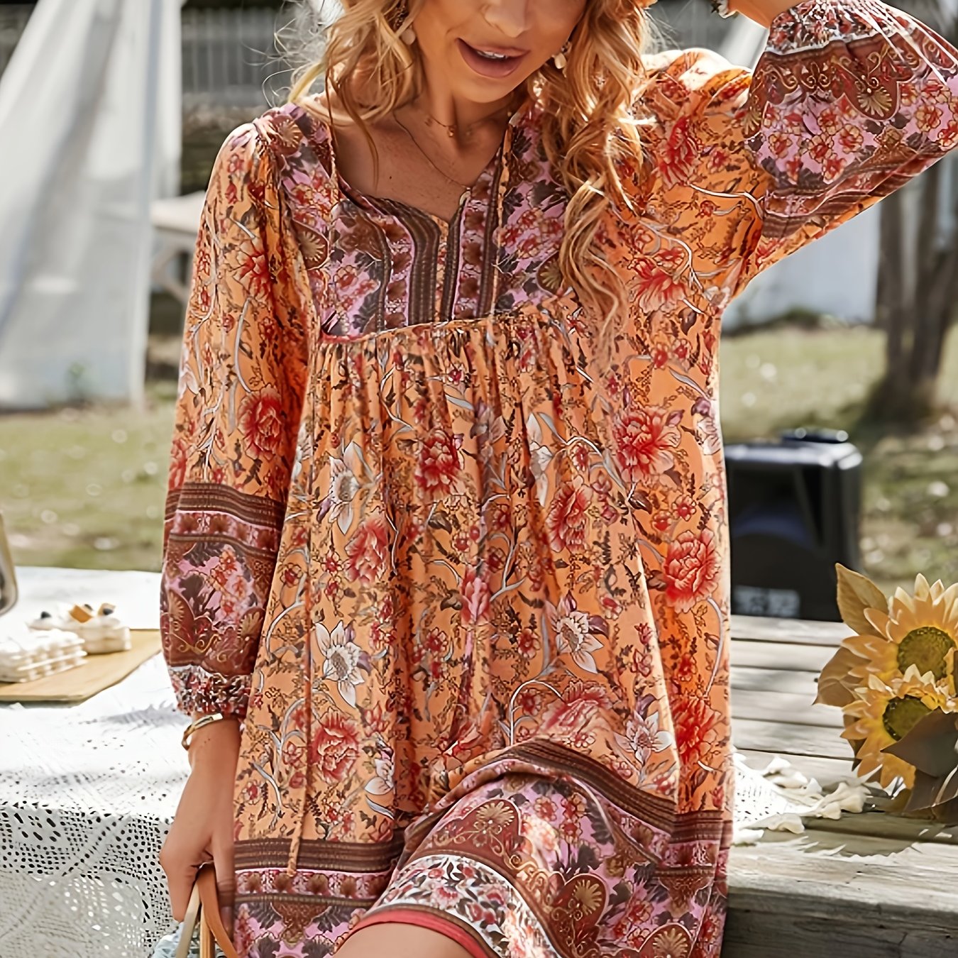 Bohemian Floral Mini Dress