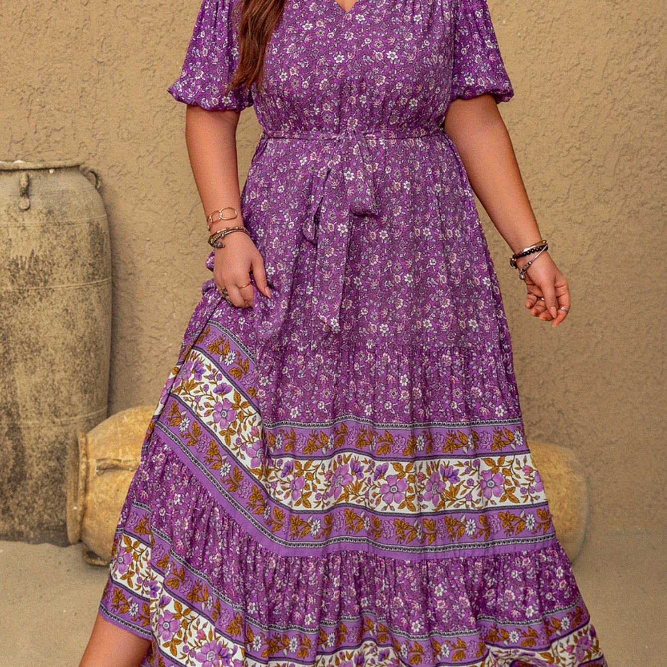 Mermaid Floral Belted Maxi Dress