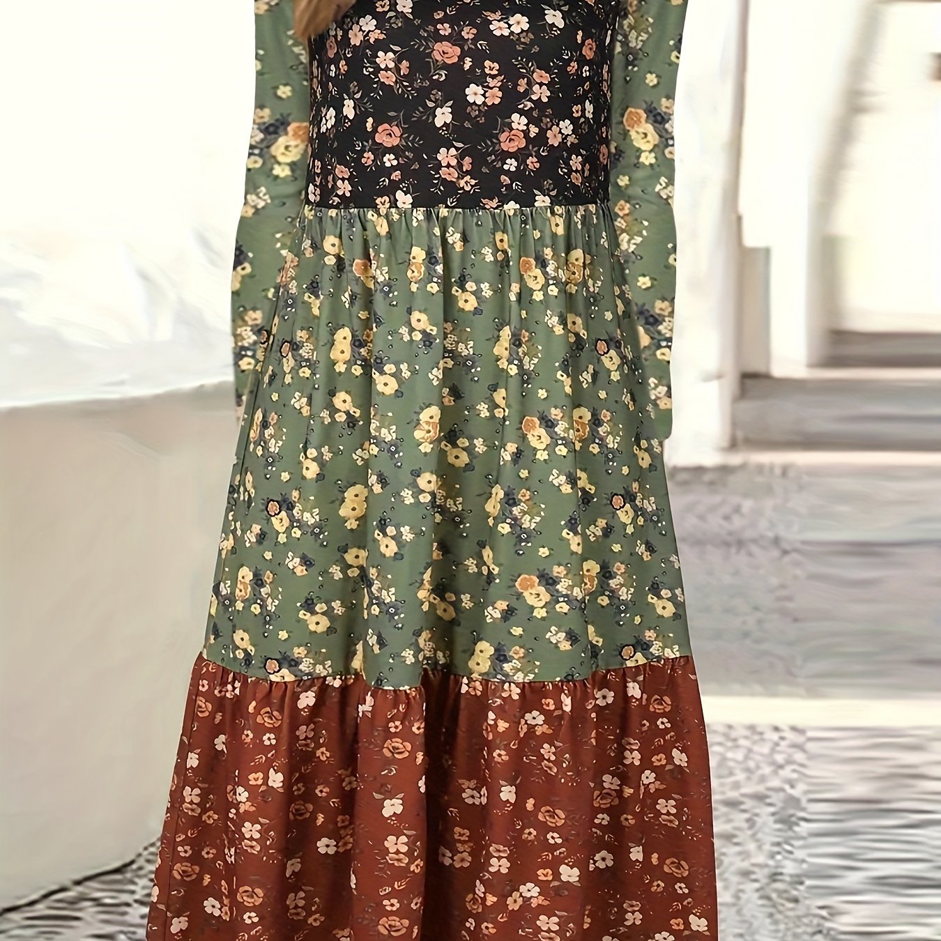 Elara Boho Patchwork Maxi Dress