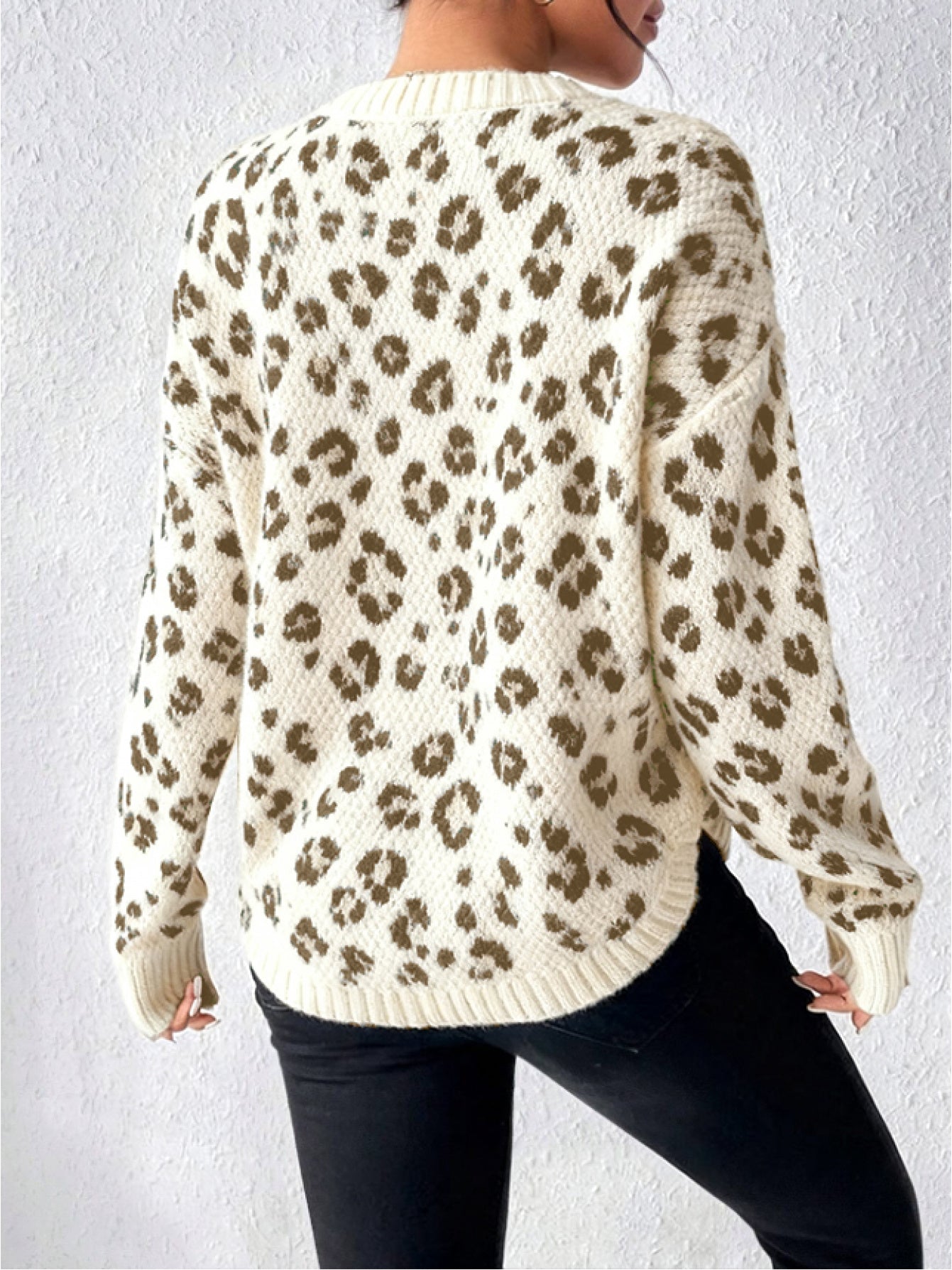 Classic Leopard Print Knit Sweater