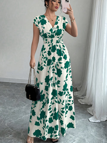 Plus Size V-Neck Formal Maxi Dress