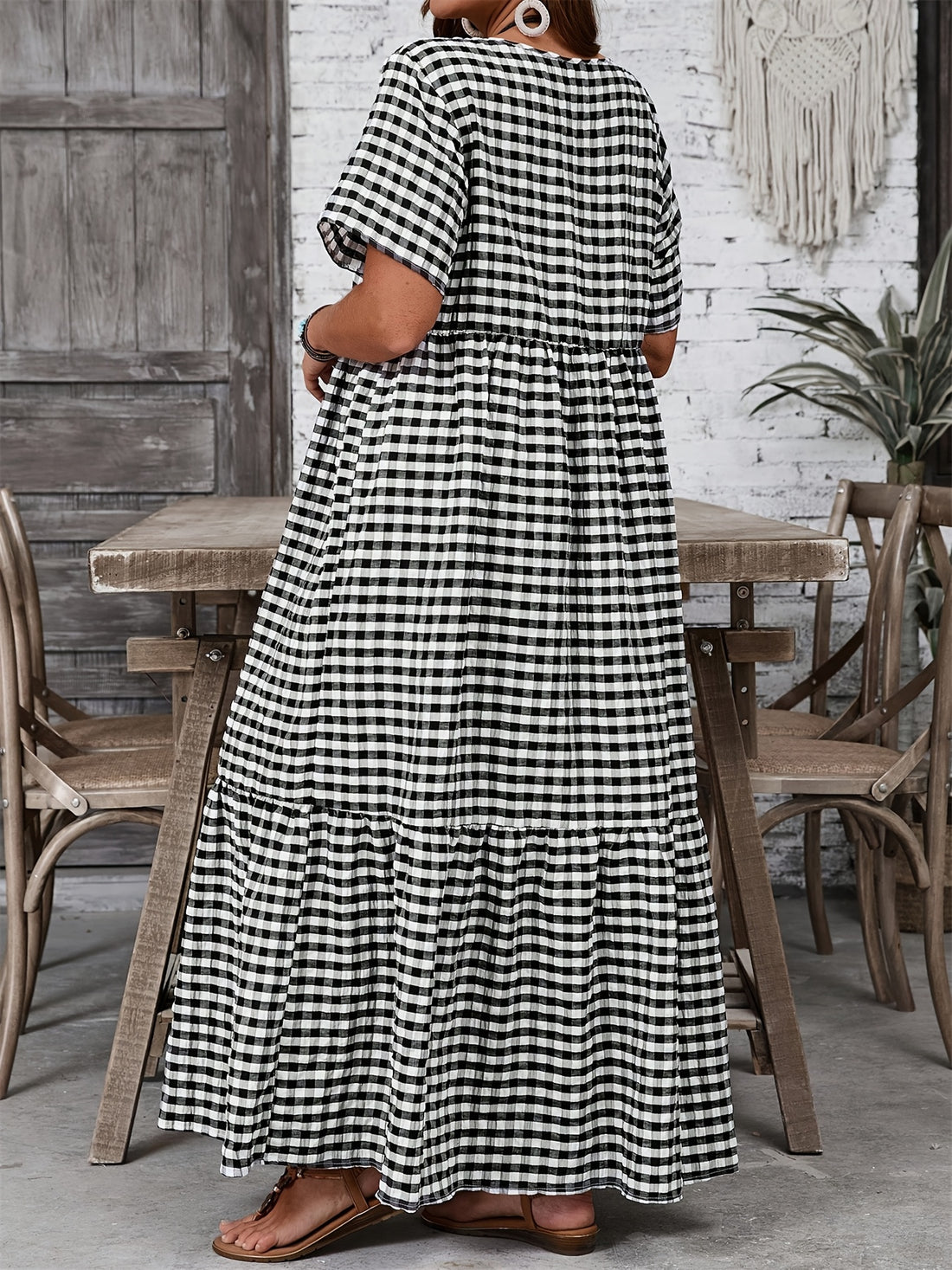 Livia Checkered Breeze Maxi Dress