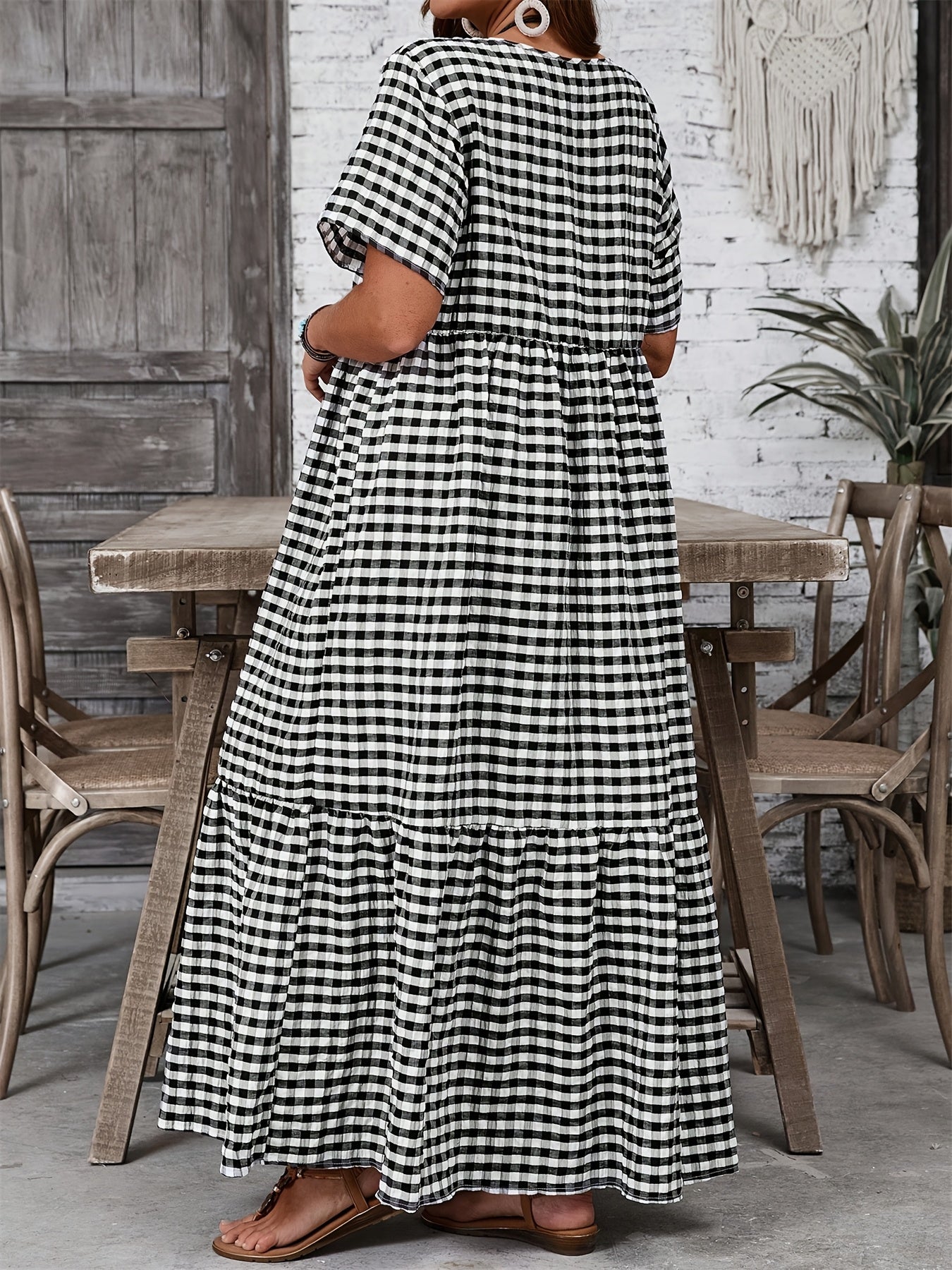 Livia Checkered Breeze Maxi Dress